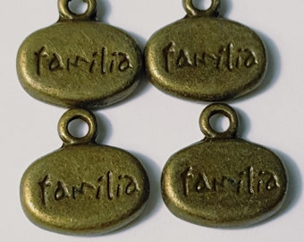 Familia Charms, 12x12mm, Antique Brass Finish - 10 Charms
