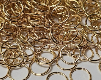 8mm OD, 6.7mm ID Gold Plated 21 Gauge Open Jump Rings - Select 50 or 100 Pcs