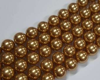8mm Swarovski Crystal Pearls 5810 - Bright Gold - 20 Beads