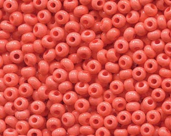 Cuentas de semillas de Solgel checas opacas de coral 6/0, n.° 9351, 20 gramos.