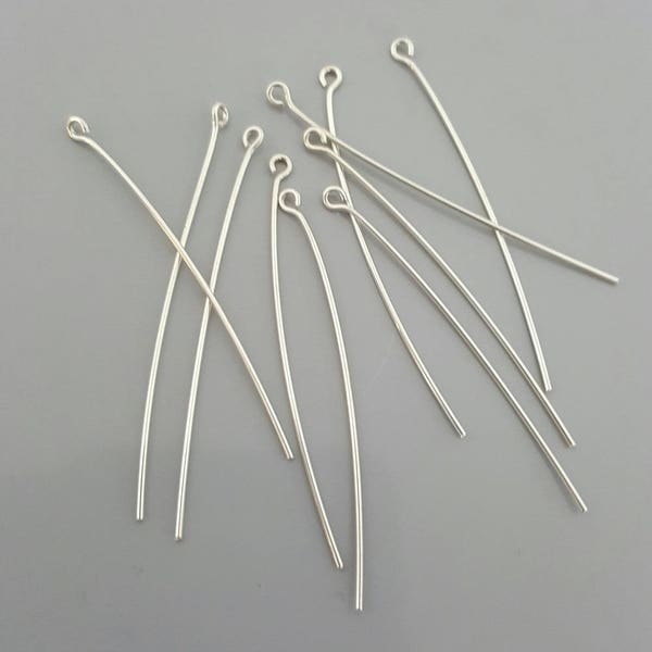 20 Gauge Handmade 50mm (2 ") Sterling Silber Eye Pins, Öse: 1,5mm - Wählen Sie 10 oder 20 Stück