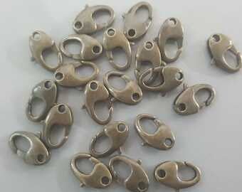 Antike Bronze / Messing Karabinerverschlüsse, gute Qualität, 11x7x3 mm - Wählen Sie 20 oder 50 Stück
