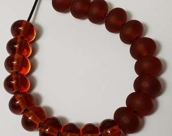 Hecho a mano por Deb Medium Topaz Effetre (Murano) Glass (Lampwork) Rondelle Beads, 10 piezas