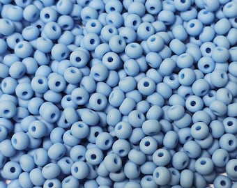 6/0 Czech Preciosa Blue Turquoise Matte #63020M Rocaille Seed Beads, 20 Grams