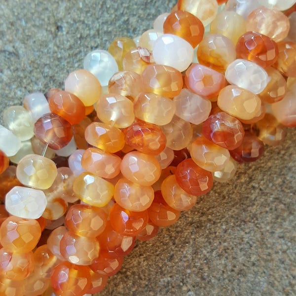 Natural Carnelian 8x5mm Faceted Rondelle/Abacus Beads, Dyed and Heated - 16" Strand