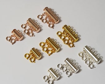 Magnetic Multilayer Detangler Slide Clasp, Select from Silver, Gold or Rose Gold, 2, 3 or 4 Strand Available