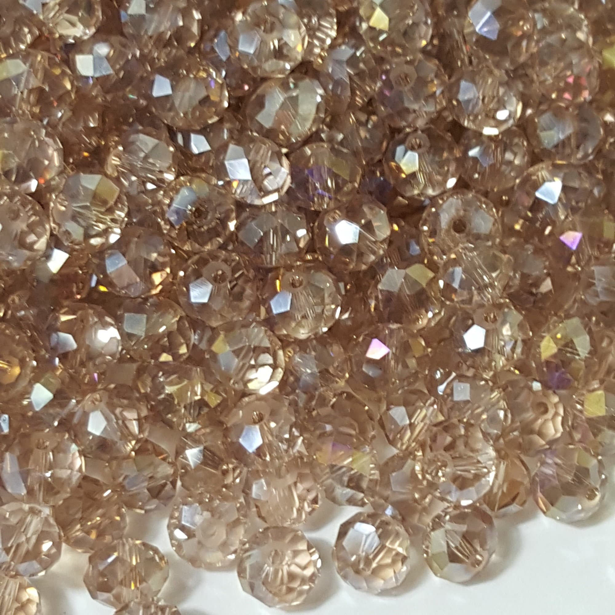 8 x 6 mm シャンパン AB ファセット クリスタル ロンデル ビーズ、100