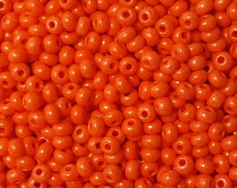 6/0 Czech Terra Intensive Orange Seed Beads, Dyed - 20 Grams