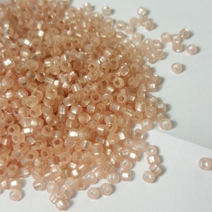 Matsuno 8/0 Japanese Glass Seed Beads - Pale Pink Matte, Silver Lined - 20 Grams