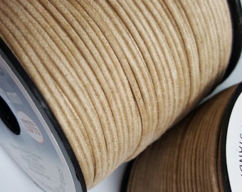 2mm Supreme Waxed Cotton Cord, Select Amount and Colour