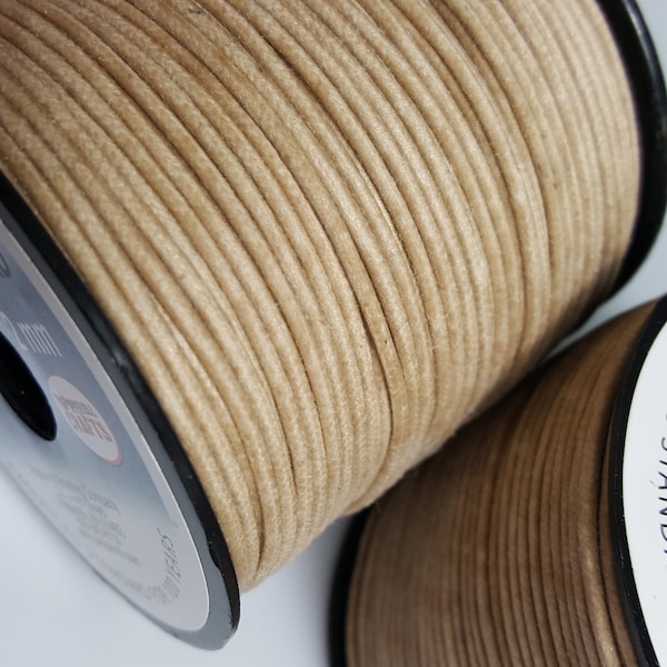 2mm Supreme Waxed Cotton Cord, Full Roll - Choose Black, Brown or Natural