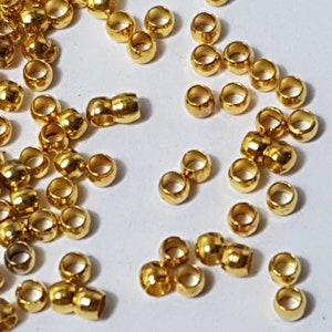 1.5mm Crimp Beads, Select Gold or Bronze Finish and 5g or 10g