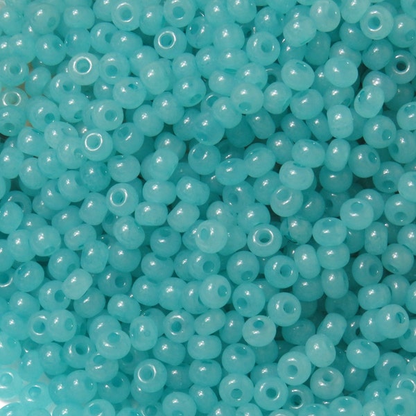 6/0 Czech Preciosa Lt Turquoise Alabaster Turquoise Seed Beads - 20 Grams