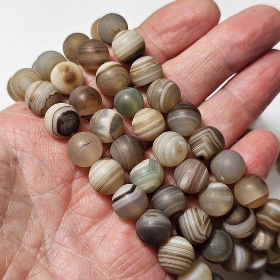 100 Perline Originali In Pietra Naturale, Rotonde, Sfuse, 6