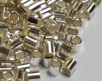 2mm x 2mm Sterling Silber Crimp Perlen - Wählen Sie 50 oder 100 Stück