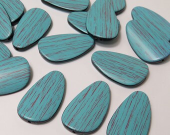 35x21mm Turquoise Blue Lucite Acrylic Beads - 10 Pcs