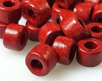 6x4mm Mykonos Greek Ceramic Mini Tube Beads - Red #424 - Select 50 or 100 Beads