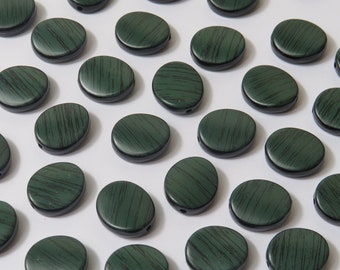 15x13mm Dark Green Oval Lucite Acrylic Beads - 20 Pcs