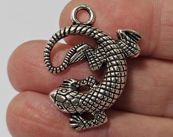 30x25mm Lizard Pendant Charms, 4 Pcs