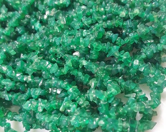 Grade AB Genuine Natural Green Onyx Chip Beads, 4~6mm - 36" Strand