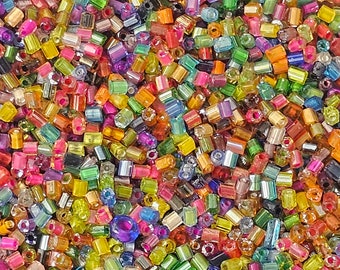 2x2mm Bugle Tube Glass Seed Beads (PM), 20 Grams - Select Colour Mix