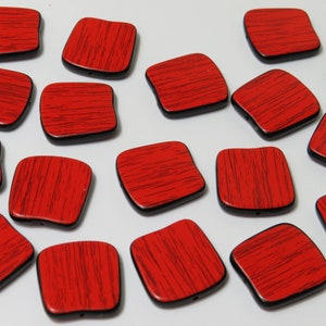 20mm Red Square Lucite Acrylic Beads, 10 Pcs