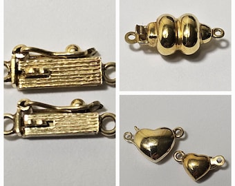 9ct Solid Yellow Vintage Gold Clasps, Sold Individually - Select Design and Size