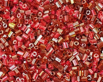 2x2mm Bugle Tube Glass Seed Beads (PM), 20 Grams - Select Colour