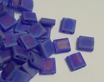 Miyuki Tila Bead 5mm Square - Matte Cobalt AB TL151FR - 10 Grams