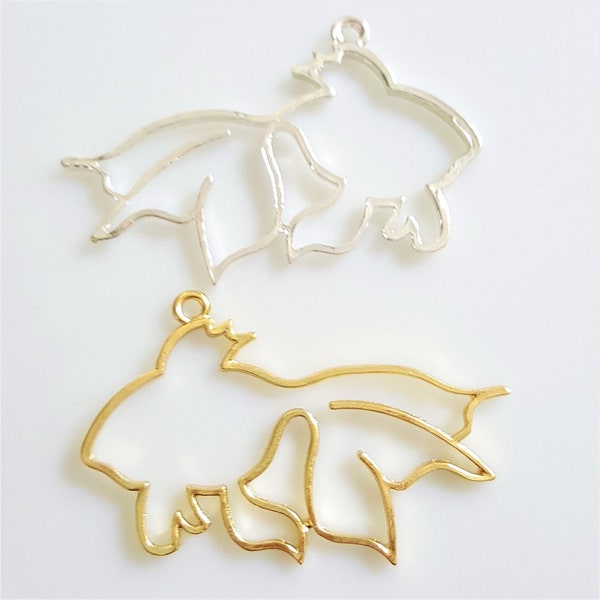 Open Back Bezel Goldfish Pendants, Silver or Gold Finish : Select - 4 or 8 pieces