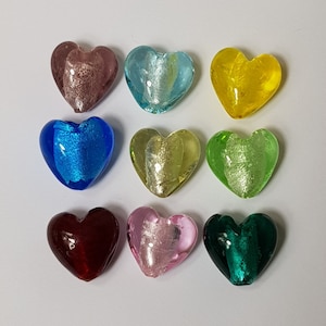 Perline di vetro a forma di cuore gonfio da 15 mm, 10 pezzi - Seleziona colore