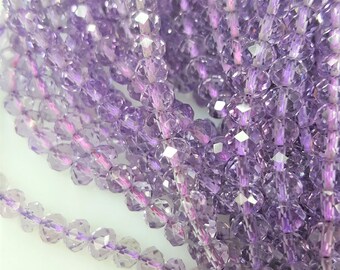AA kwaliteit natuurlijke Amethist 6x4mm gefacetteerde Rondelle kralen - 15,7" Strand