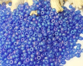 Miyuki 6/0 Japanese Seed Beads - Matte Transparent Sapphire AB 6-9150FR - 20 Grams