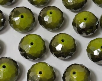 Cuentas de Rondelle Lucite grandes de 26x20 mm, color oliva/gris ahumado, 4 piezas