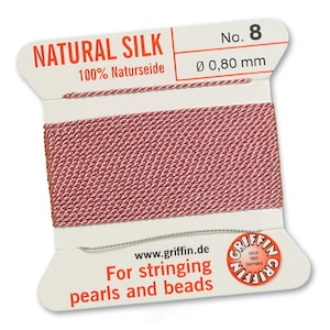 Griffin Silk Bead Cord with Needle (GJW), Dark Pink, 2 Metres - Select Size
