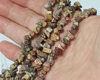 Leopard Skin Jasper Chip Beads, 5~10mm x 3~5mm, 35" Strand