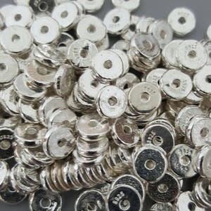 Smooth 925 Solid Sterling Silver Rondelles, Heishi Rondelle Spacer Beads, Silver Donut Beads, 6x2mm, 8x2mm or 11x2mm - Select 4 or 8 Pieces