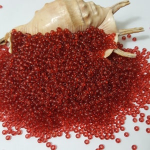 6/0 Czech Transparent Deep Rose Seed Beads - 20 Grams