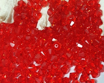 Swarovski 6mm Bicone Crystal Beads - Light Siam - Select 20 or 50 Pcs