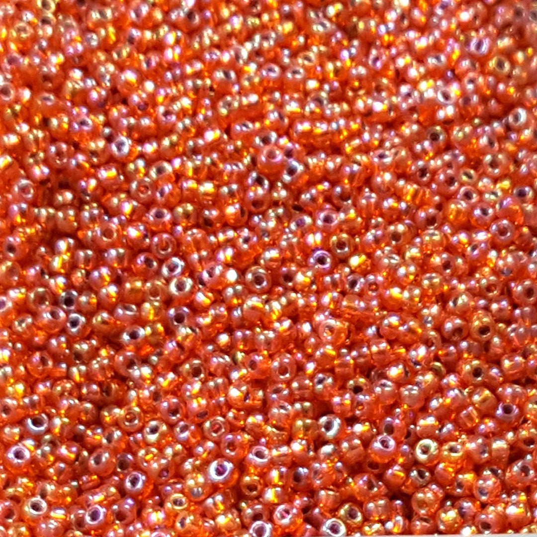 8/0 Miyuki Rocaille Seed Beads, Silver Lined Orange AB #1008, 20