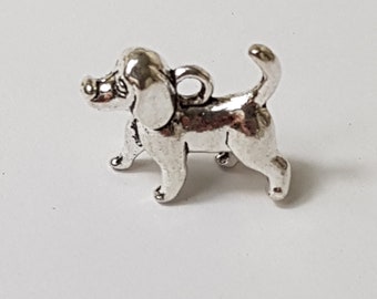 16x14mm 3D Metal Dog Charms, Antique Silver, 10 Pcs