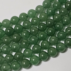 Natural Green Aventurine Round Gemstone Beads, 15&quot; Strand - Select Size
