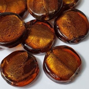 Perlina in vetro veneziano tonda piatta da 20 mm, seleziona tra 9 colori - 4 pezzi