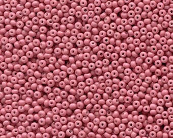 11/0 Czech Rocaille Pink Coral Opaque Solgel Seed Beads #03693, 20 Grams