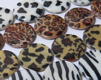 20mm Round Animal Print MOP Shell Coin Beads - 15.5" Strand