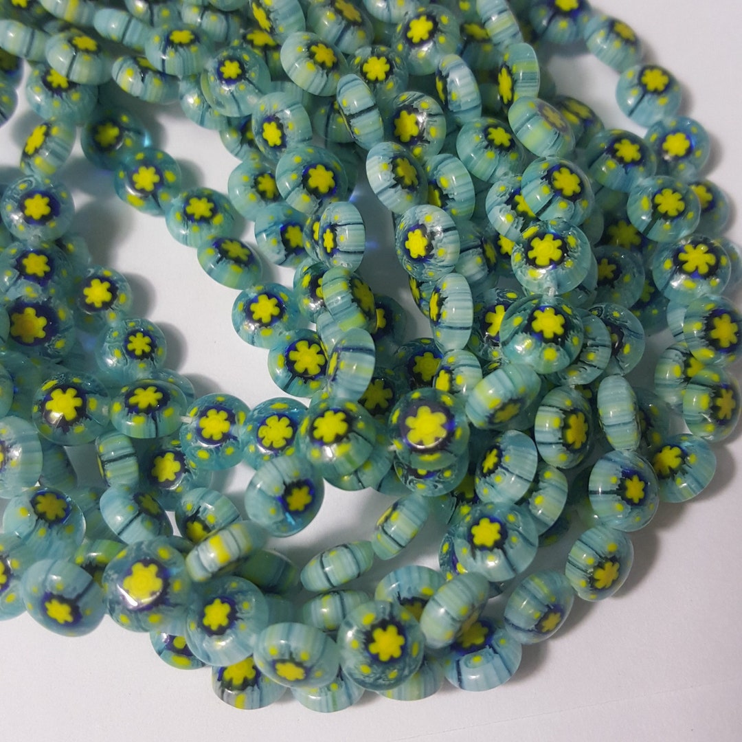 30 Perline Rondelle In Cristallo Sfaccettato Fatte A Mano – 6x8 Mm – Colore Verde Acqua Blu – Per Gioielli Fai Da Te