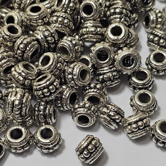Beads Set 50 Stück Tibetische Legierungs-Perlen – 12 Mm, Großes Loch, Mit Strass, Für Schmuck & Handwerk Silberperlen Mit Loch 925 Silber