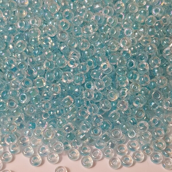 6/0 Miyuki Glacier Blue Lined Crystal AB Seed Beads, 20 Grams