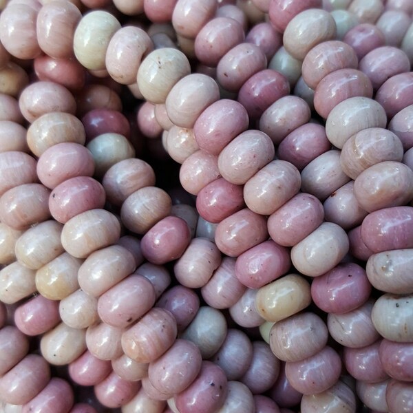 Natural Rhodonite Abacus/Rondelle Beads, 8x5mm, 15.5'' Strand