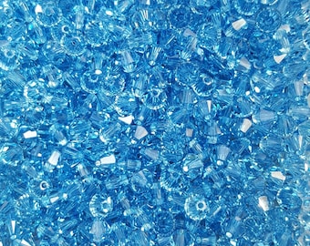 Swarovski 4mm Bicone Faceted Crystal Beads, AQUA - Select 20 or 50 Beads